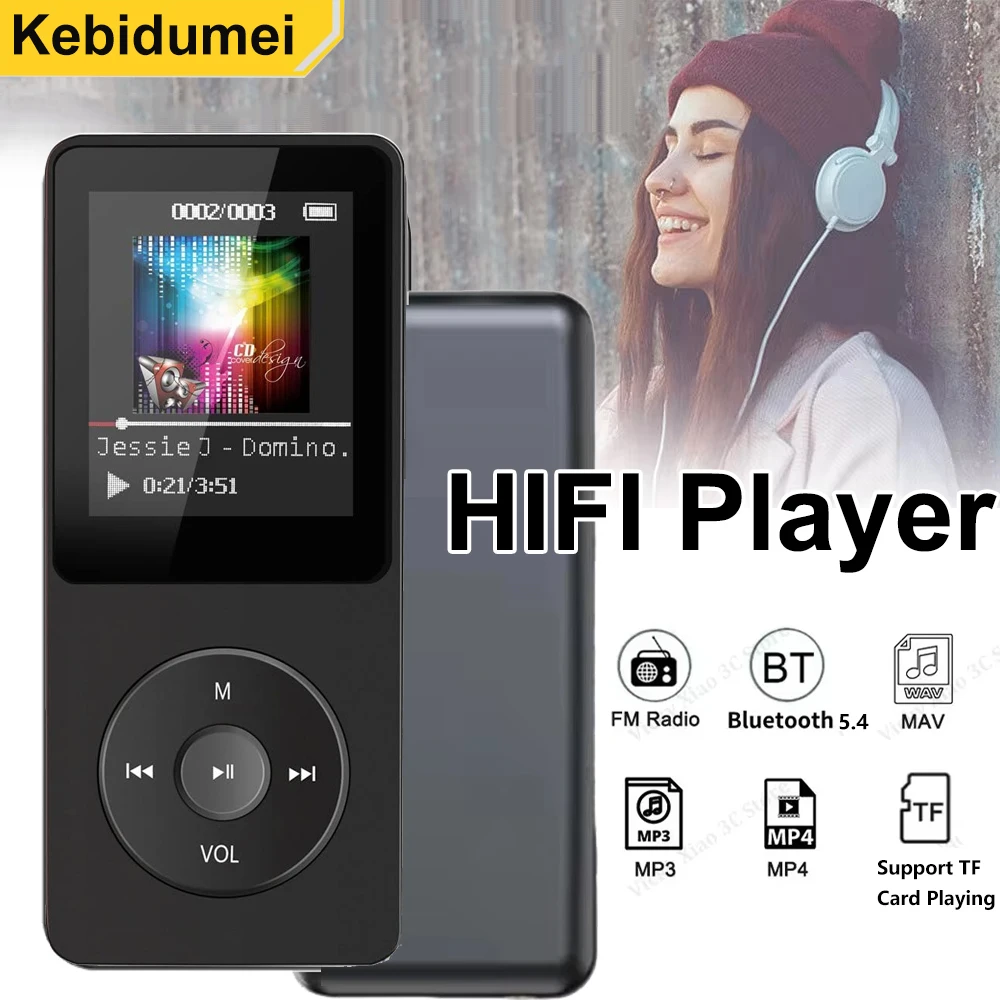 Lecteur MP3 lecteur de musique Portable Bluetooth 5.4 lecteur de musique stéréo écran 1.8 pouces Support Radio FM enregistrement de livres électroniques