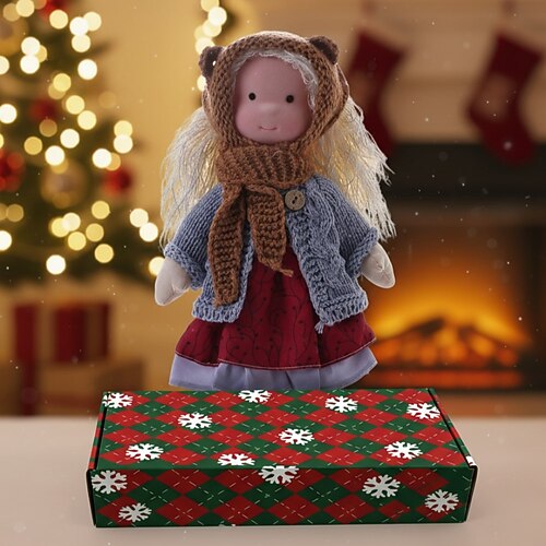 handgemachte Waldorfpuppe Baby Mädchen mit kuscheliger Kleidung - 11,8 Zoll weiche Plüschpuppe mit Geschenkbox für Kleinkinder ideales Weihnachtsgeschenk für Mädchen Kinder Image