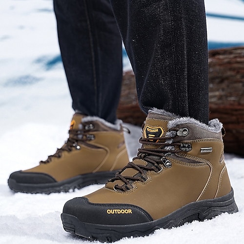 Wasserdichte, rutschfeste und warme Wanderstiefel für Herren, Outdoor-Winter-Trekkingschuhe, langlebige, isolierte Arbeitsstiefeletten Image