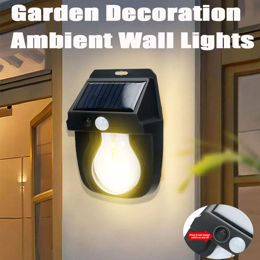 Nouveau Lampe murale solaire étanche lumière extérieure lumière du soleil énergie solaire jardin cour lampes applique capteur de mouvement lumière pour clôtures