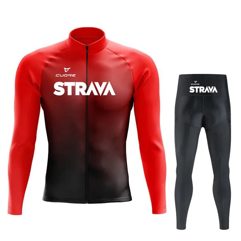 STRAVA abbigliamento da ciclismo per uomo Set di abbigliamento da bicicletta Set di abbigliamento sportivo da uomo Abbigliamento da bicicletta maglia da ciclismo pantaloni da ciclismo autunno