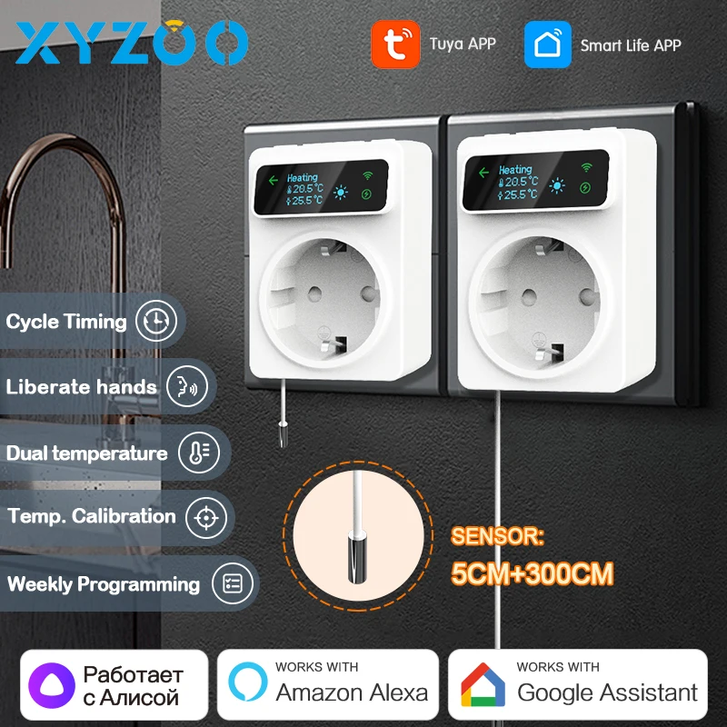 WiFi Tuya Smart Steckdose Thermostat 220V Temperatur Controller Boden Heizung Kühlung Thermostat Unterstützung Stimme Alexa Google Hause Image