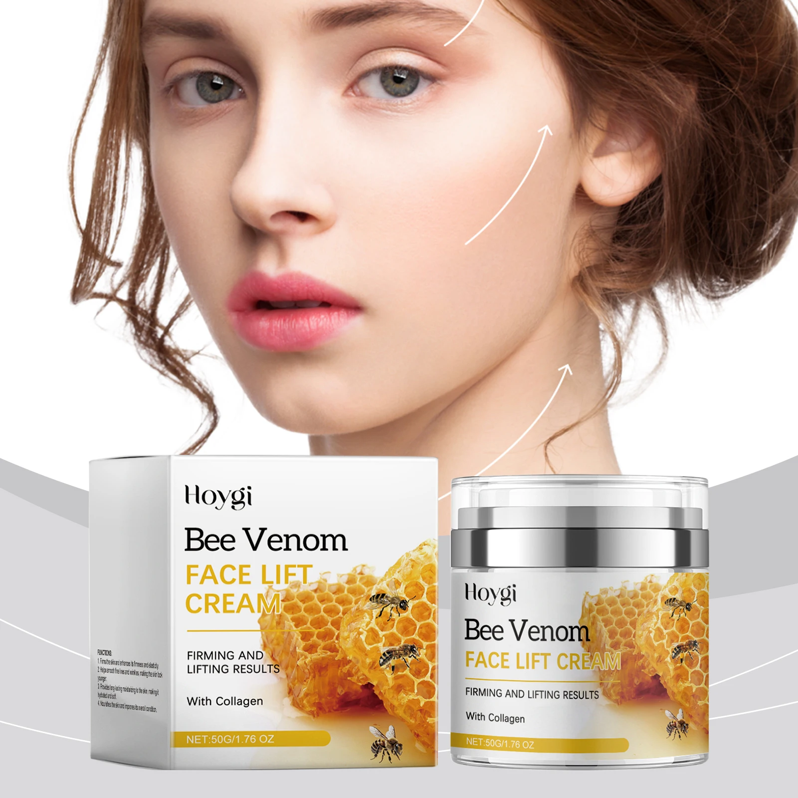 Hoygi Bee Venom Firming Lifting Face Cream Hydrate Nourish Boost Elastizität Reduziert sanfte tägliche Feuchtigkeitscreme für alle Hauttypen Image