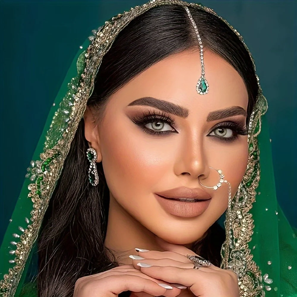 Haarschmuck für Frauen, Tropfen-Anhänger, Haarkette, exquisite Mode, Braut, Strass, Stirnkette, Zubehör, Haarkette Image