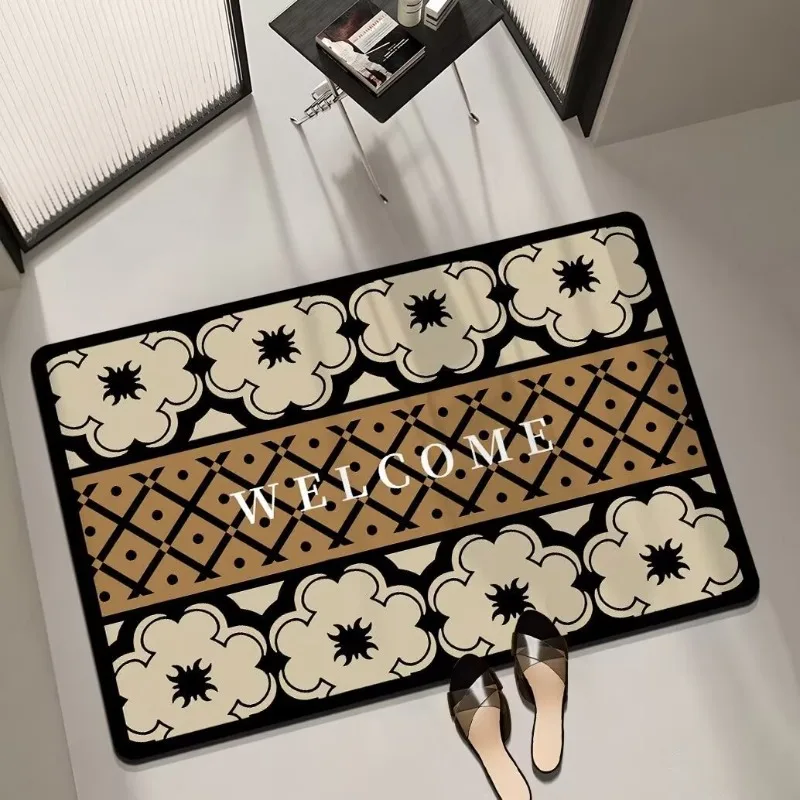 French Minimalist Luxury Flannel Floor Mat Home Entrance Door Mat Bedroom Floor Mat Kitchen Door Mat Welcome Mat