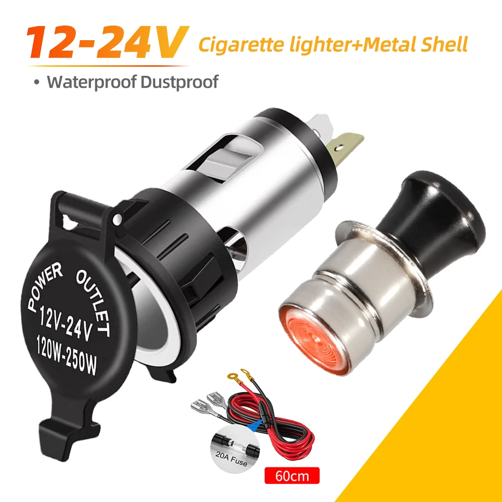 Auto Zigarette Leichter Universal Buchse Adapter Tragbare Steckdose 12V-24V 120W-250W Für Auto Lkw motorrad Boot Image