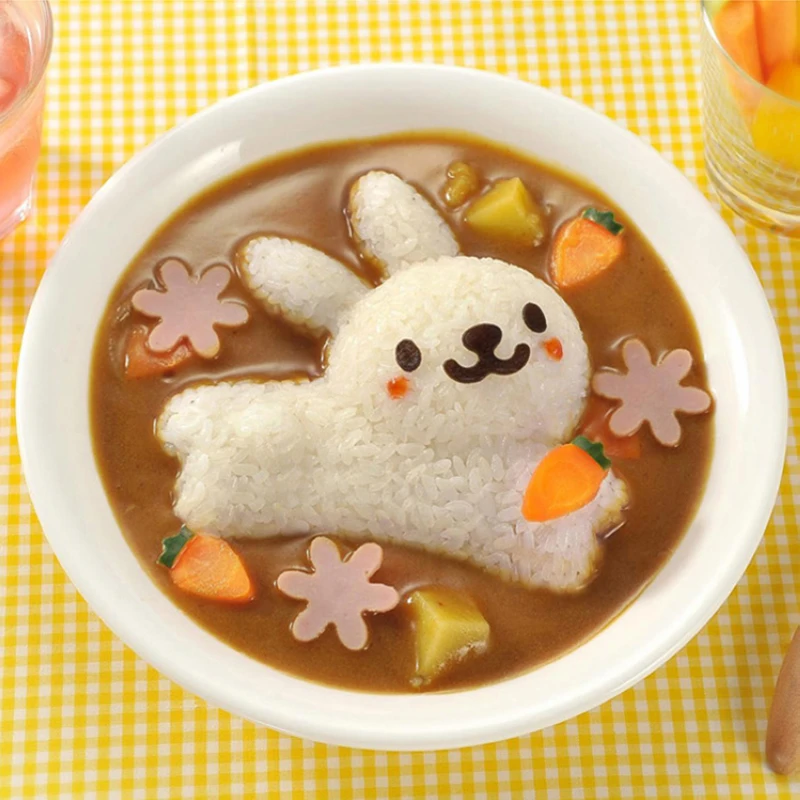Kreative Cartoon Niedlichen Kaninchen Delphins Algen Reis Form DIY Vegetarische Lebensmittel Sushi Bento Box Zubehör Form Baby Gadgets Image