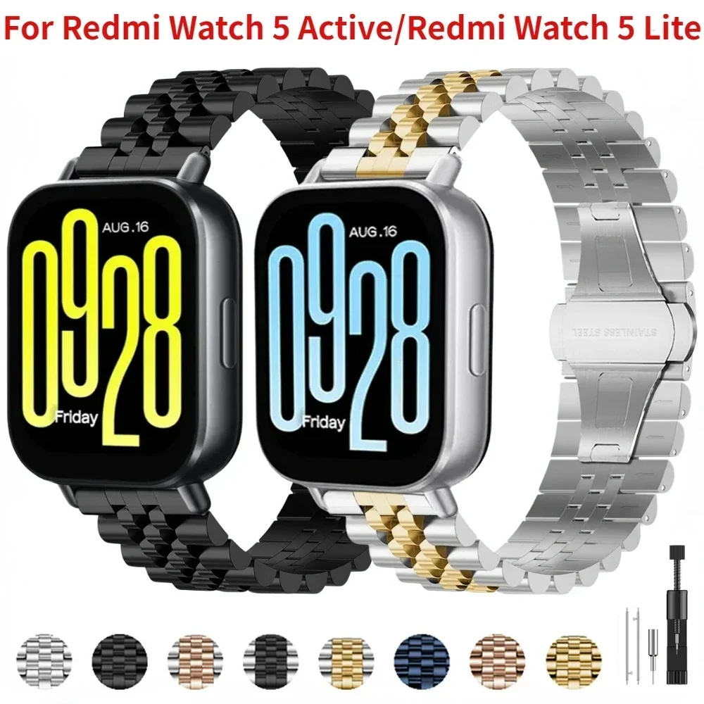 22 mm Metallarmband für Redmi Watch 5 Active Edelstahl-Schmetterlingsschnallenarmband für Redmi Watch 5 Lite Armbandzubehör Image