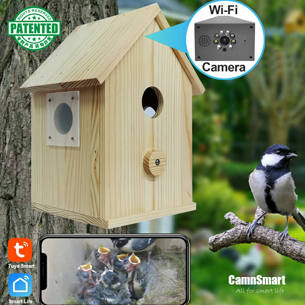 Smart Tuya Vogelhaus 4MP HD WiFi Kamera Drahtlose Birdbox mit Nachtsicht Videoaufzeichnung SD-Karte Wiedergabe Echtzeit DIY Geschenk Image