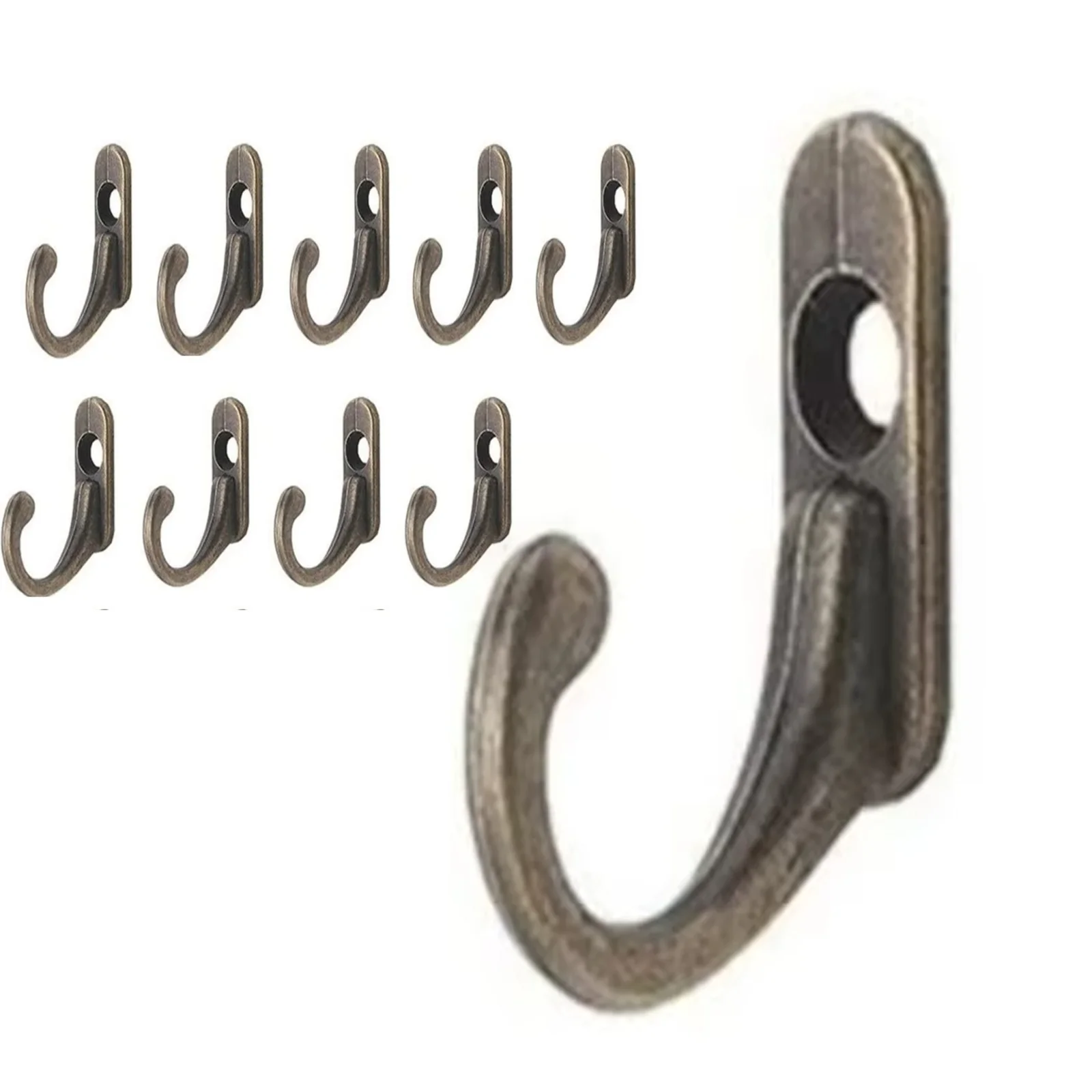 10 Stück Wandhaken aus Zinklegierung, robuste Kleiderhaken, Kleiderbügel für Wandmontage, rustikale Aufbewahrung im Eingangsbereich, Badezimmer, Küche, Garage