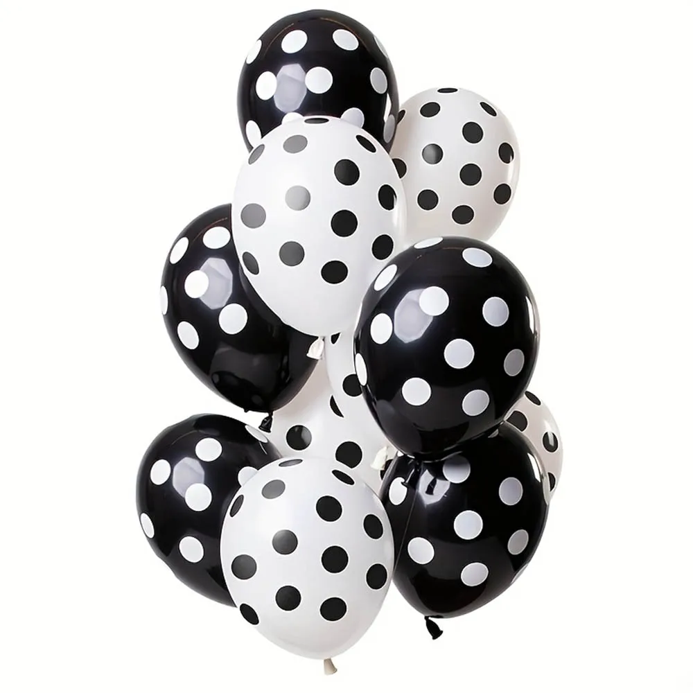 12 Stück 12 Zoll Polka Dot Latexballons Schwarz und Weiß Babyparty Geburtstag Hochzeit Dekoration Lieferungen Party Ballons Geschenke Image