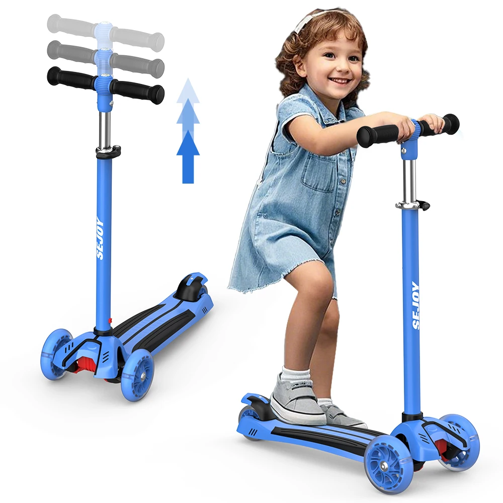 Sejoy Baby-Scooter 2–8 Jahre mit LED-Rädern, höhenverstellbarem, faltbarem Design und zwei Modi – Rahmen in Militärqualität
