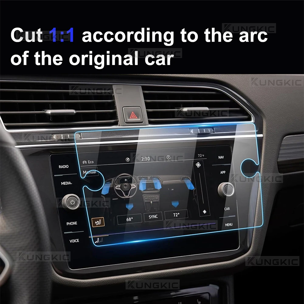 Displayschutzfolie aus gehärtetem Glas für Volkswagen Tiguan 2019 2020 2021 2022 2023 2024, HD, transparent, 20,3 cm, GPS-Navigationsfolie Image