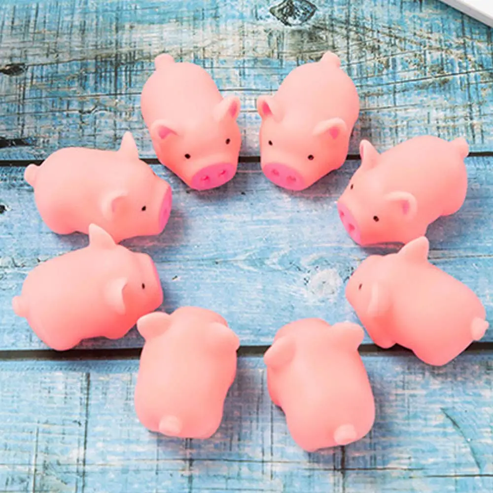10 stücke Mini Gummi Schwein Baby Bad Spielzeug Rosa Piggy Dekompression Entlüften Spielzeug Float Quietschen Spielzeug für Baby Dusche für kinder