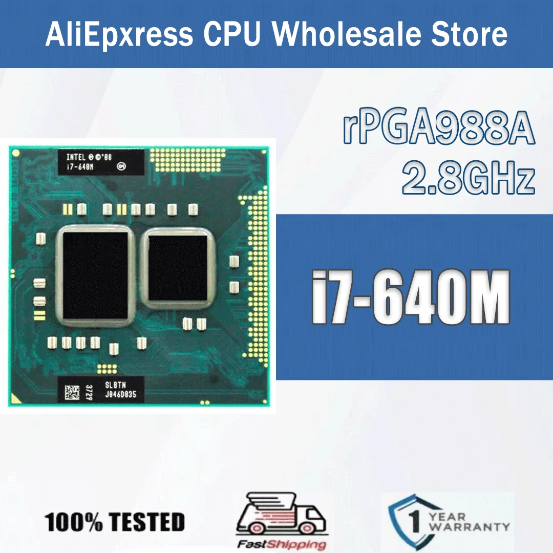 Intel Core I7-640M 2,8 GHz Dual Core 4M 35W I7 640M Computer CPU Prozessor Server Sockel G1 / RPGA988A für HM55 HM57 QM57 SLBTN Image