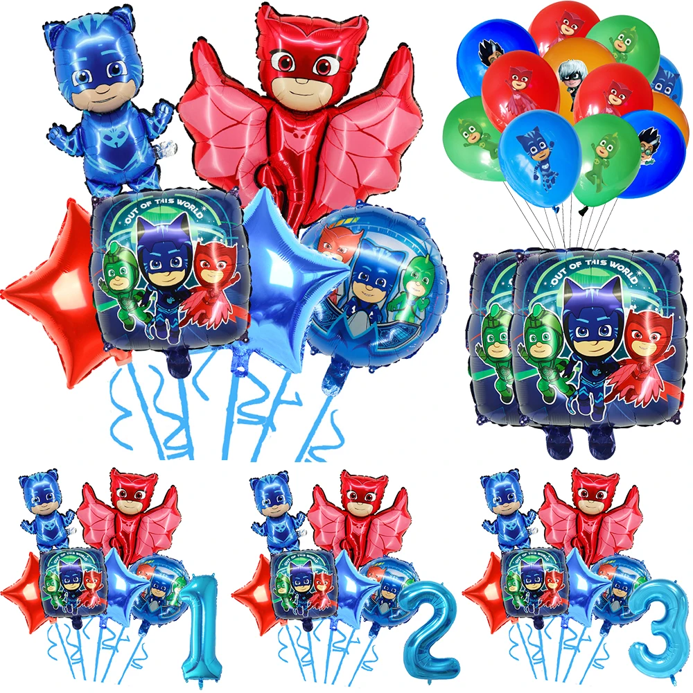 Pyjamas Maske Jungen Folienballon Kit Kindergeburtstag Party Dekoration 32 Zoll Nummer Cartoon Globlos Latexballons Spielzeug Geschenkversorgung Image