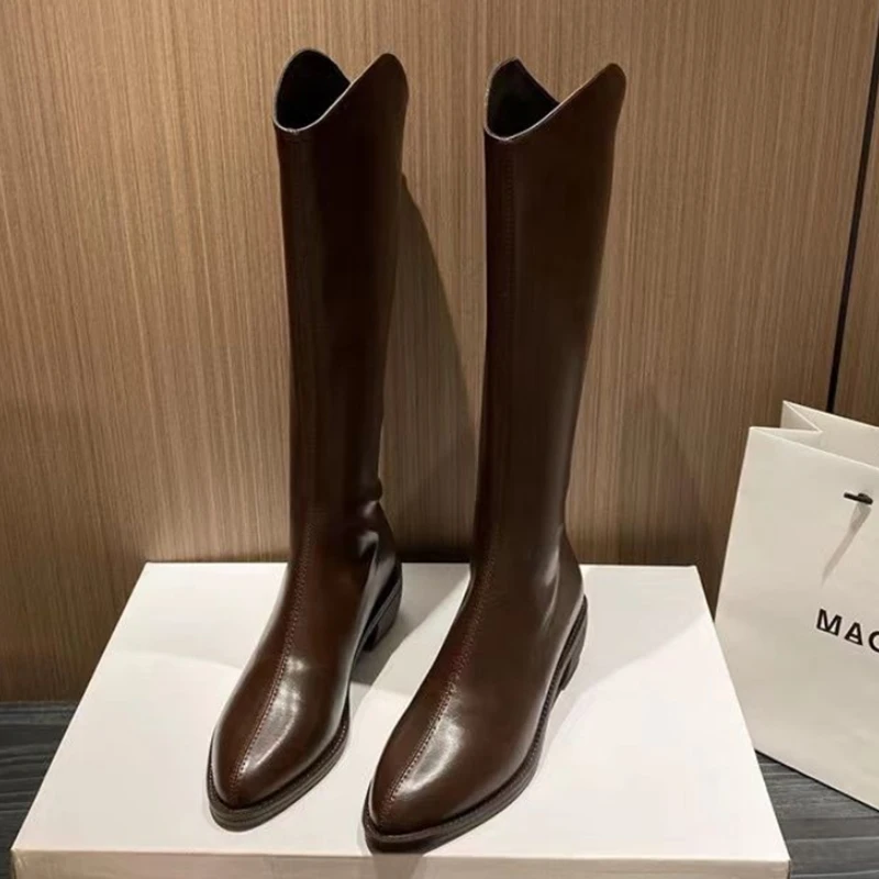 Kniehohe Damenstiefel mit Absatz, modische Damenschuhe für Damen, Trend-Winterstiefel 2025, zu Fuß, elegante Absätze, Chelsea Mujer Botas