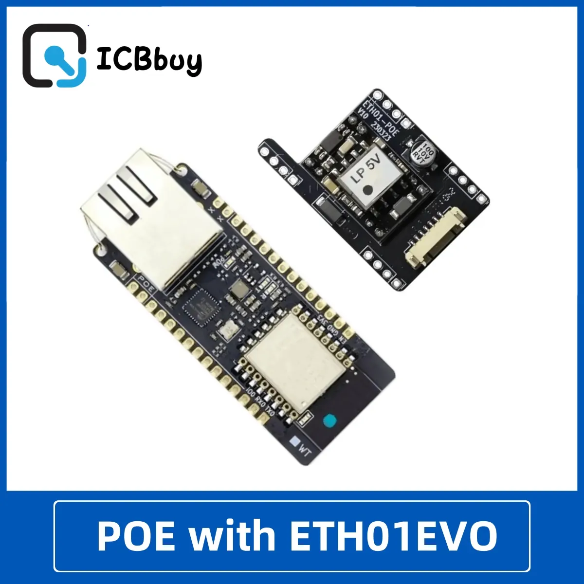 ESP32-C3 entwicklung board poe modul WT32-ETH01-EVO eingebetteter serieller port zu ethernet wifi bluetooth gateway poe strom versorgung Image
