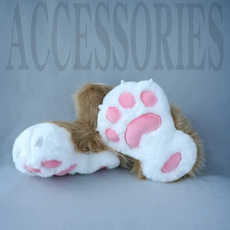 Neue Nette Plüsch Fursuit Tier Fuß Socke Kleidung Zubehör Plüsch Cosplay Pelzigen Tier Pfote Schuhe Katze Schuhe Katze Pfote Mädchen Schuhe