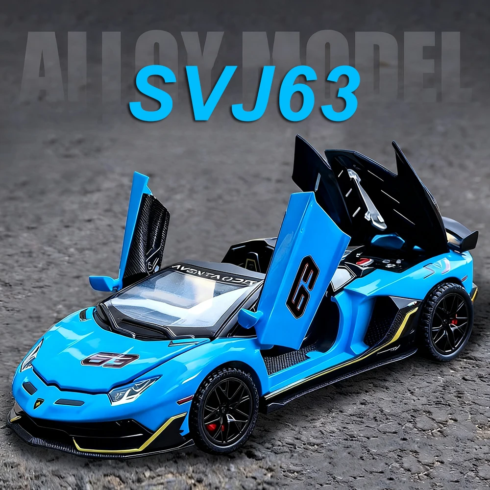 1:32 Lambor SVJ63 LP770 Miniaturmodell Legierung Diecast Auto Spielzeug Sound Licht Zurückziehen Türen Geöffnet Fahrzeug Mode Ornament für Jungen Image
