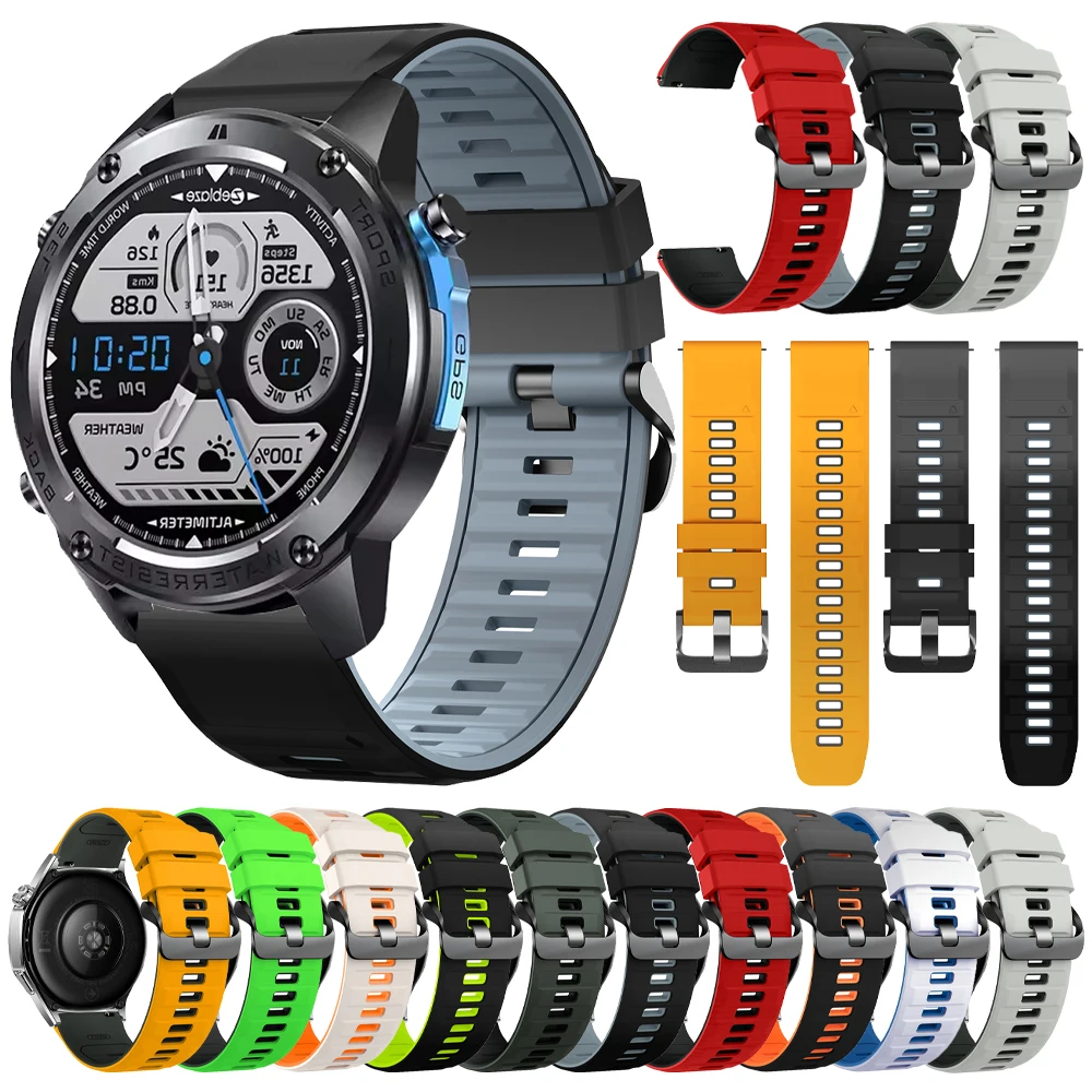 22 mm Silikon-Uhrenarmband für Zeblaze Stratos 2 Ultra/Vibe 7 Pro/Ares 3 Pro/Btalk 3 Plus/Btalk 2 Lite/Beyond 2 3/GTR 3 Armbänder Image
