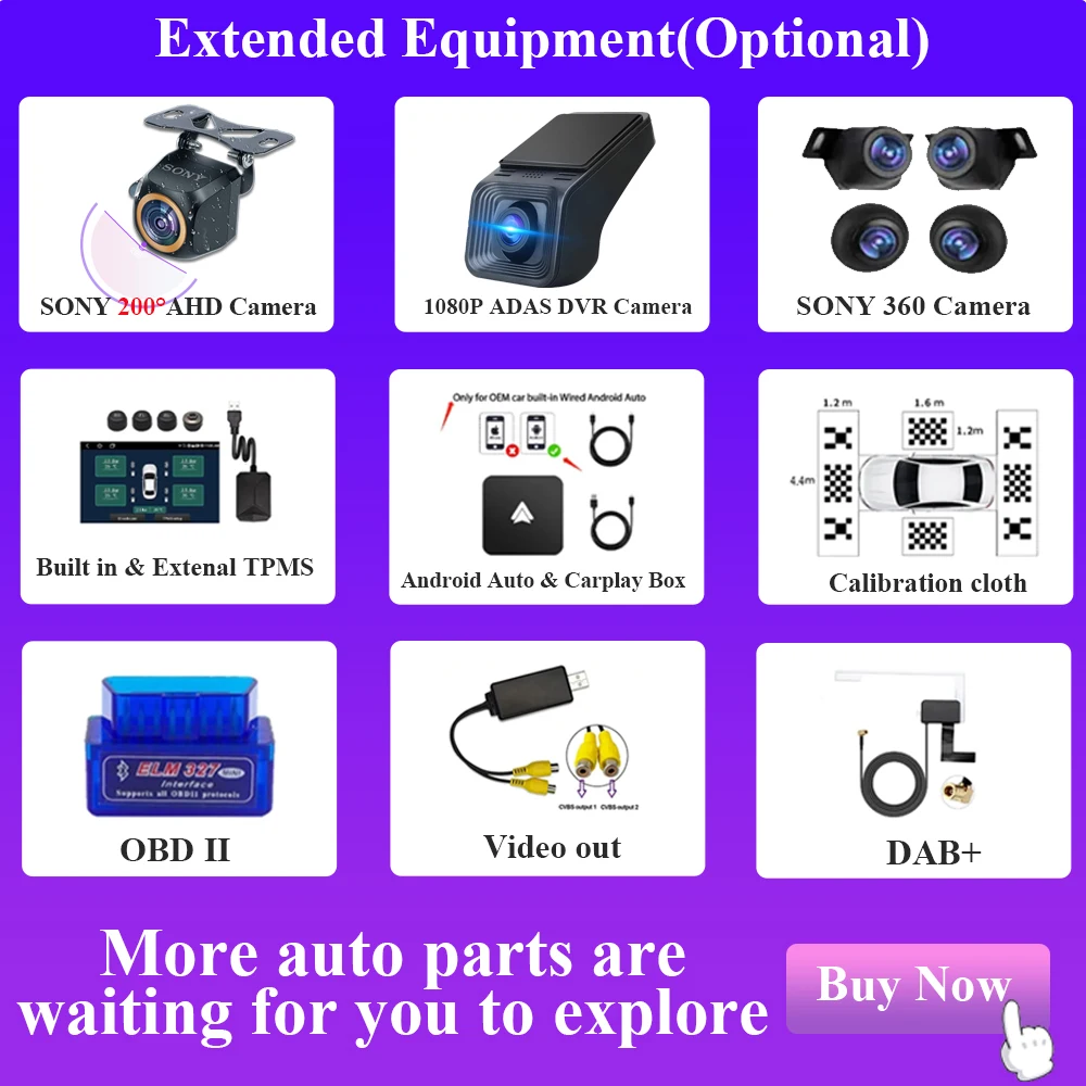 Kalibrierungstuch, gehärteter Film für Autoradio-Player, Android DAB + DVR, TPMS CARPLAY, OBD, SONY 360-Kamera Image