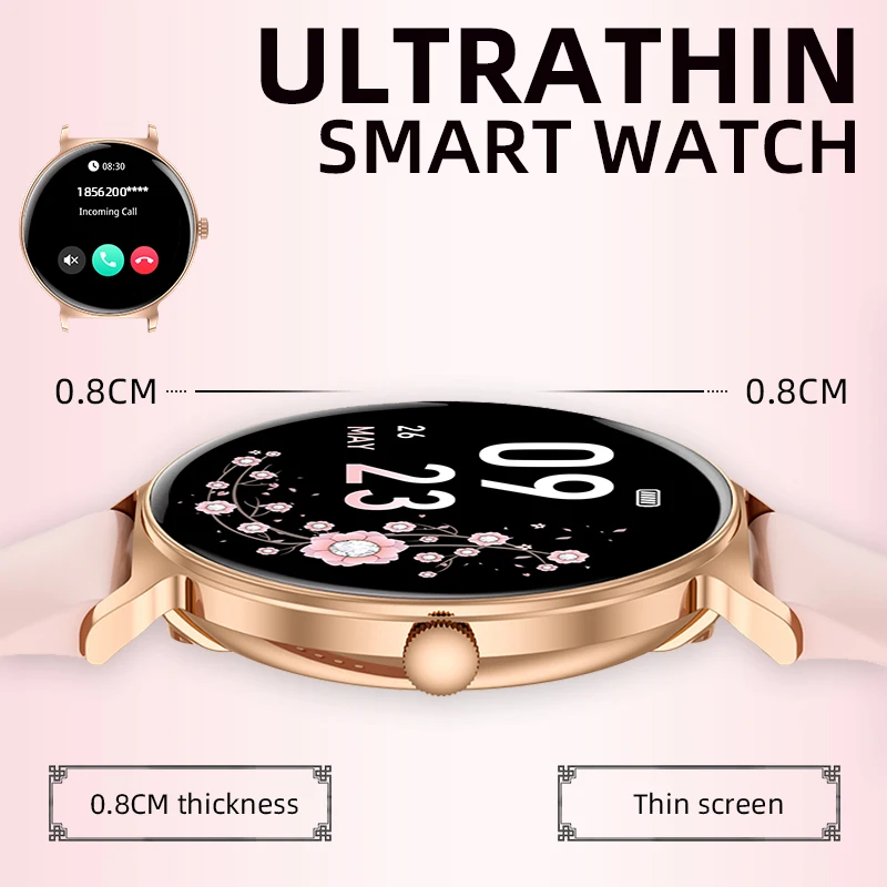LIGE 2025, ultradünne Smartwatch für Damen, Bluetooth-Anruf, benutzerdefinierte Zifferblätter, Musikwiedergabe, weiblicher Gesundheits-Tracker, Sport-Smartwatch für Damen Image