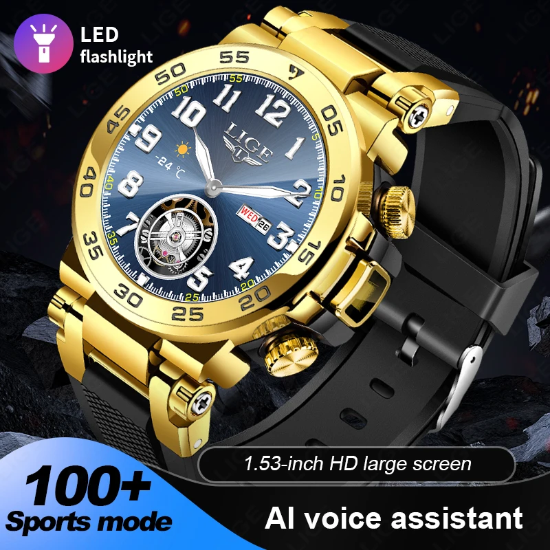 LIGE Smart Watch 1,53 Zoll High-Definition 360*360Pixel Smartwatch Bluetooth Anruf Sprachassistent Mehrere Sportmodi Smartwat Image