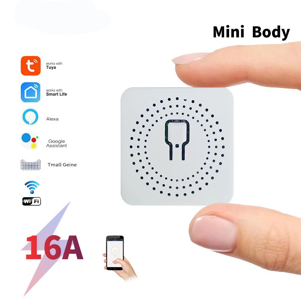DIY Drahtlose Tuya Smart 16A WiFi Smart Switch Hause Alexa Yandex Alice Mini Interruptor Zwei-wege Sprachsteuerung Smart Leben Image
