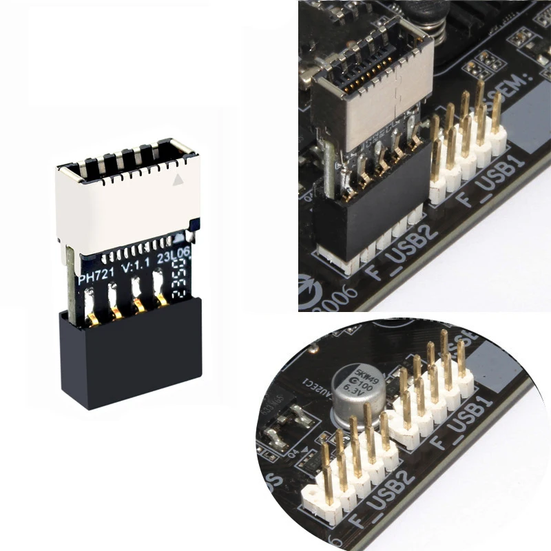 1PCS USB 2,0 9-Pin Stecker auf Typ E Buchse Front Panel Buchse auf 9Pin Mainboard Header Verlängerung adapter Stecker für Desktop PC Image