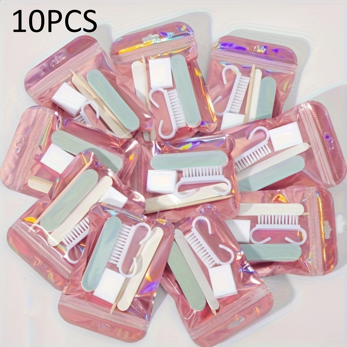 Nail Art Kit 10-teiliges Set, 5 Stück pro Packung, Mini-Nagelfeile und Schiebeset für abgestorbene Haut, zweiseitige Nagelfeile, abgestorbene Haut aus Holz Image