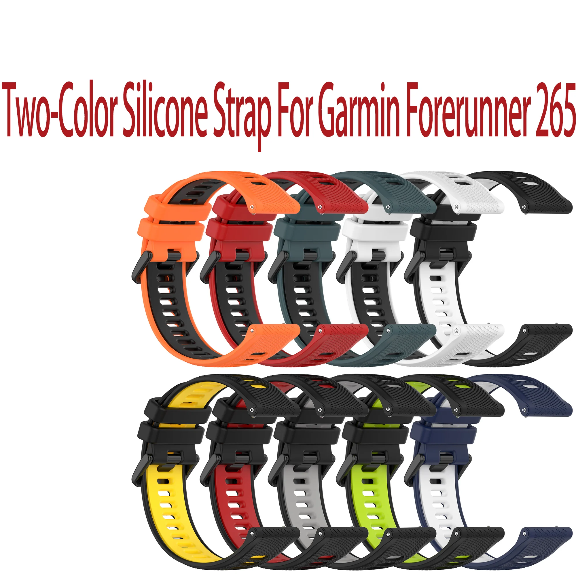 Zweifarbiges Silikonarmband für Garmin Forerunner 265 265S 255S 255 Vivoactive 5 Ersatz 18 mm 20 mm 22 mm Uhrenarmband Image