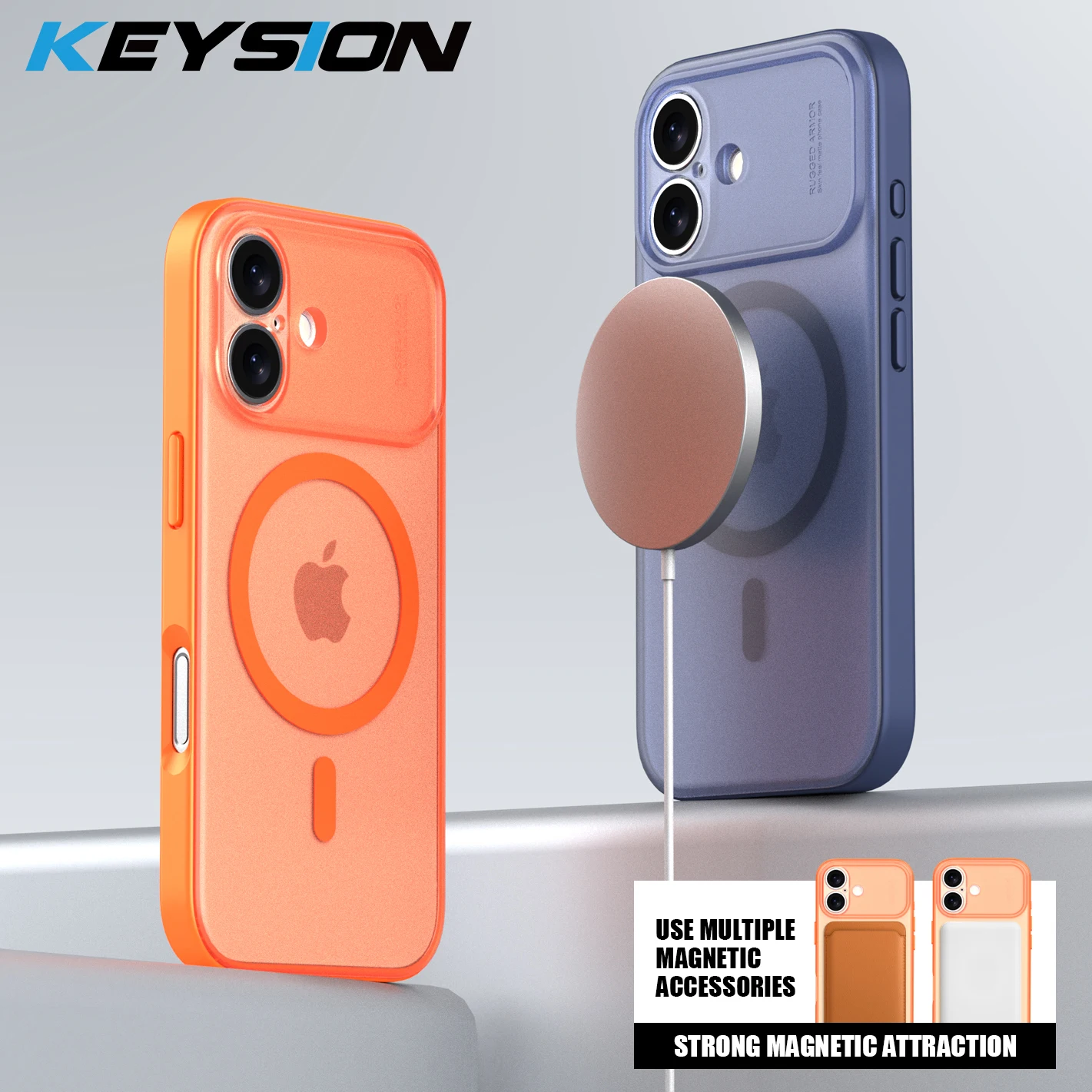 KEYSION Magnetische, matte, transparente Hülle für MagSafe für iPhone 17 17 Air Silikon + PC, stoßfeste kabellose Lade-Telefonabdeckung Image