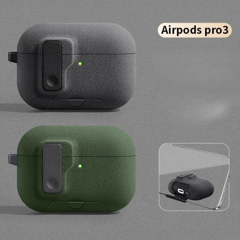 2025 Fall Für AirPods Pro 3 Magnetische Automatische Lock Fällen Telefon Ständer Kopfhörer Abdeckung Für AirPods Pro 3 pro3 Fundas Mit Haken  Image