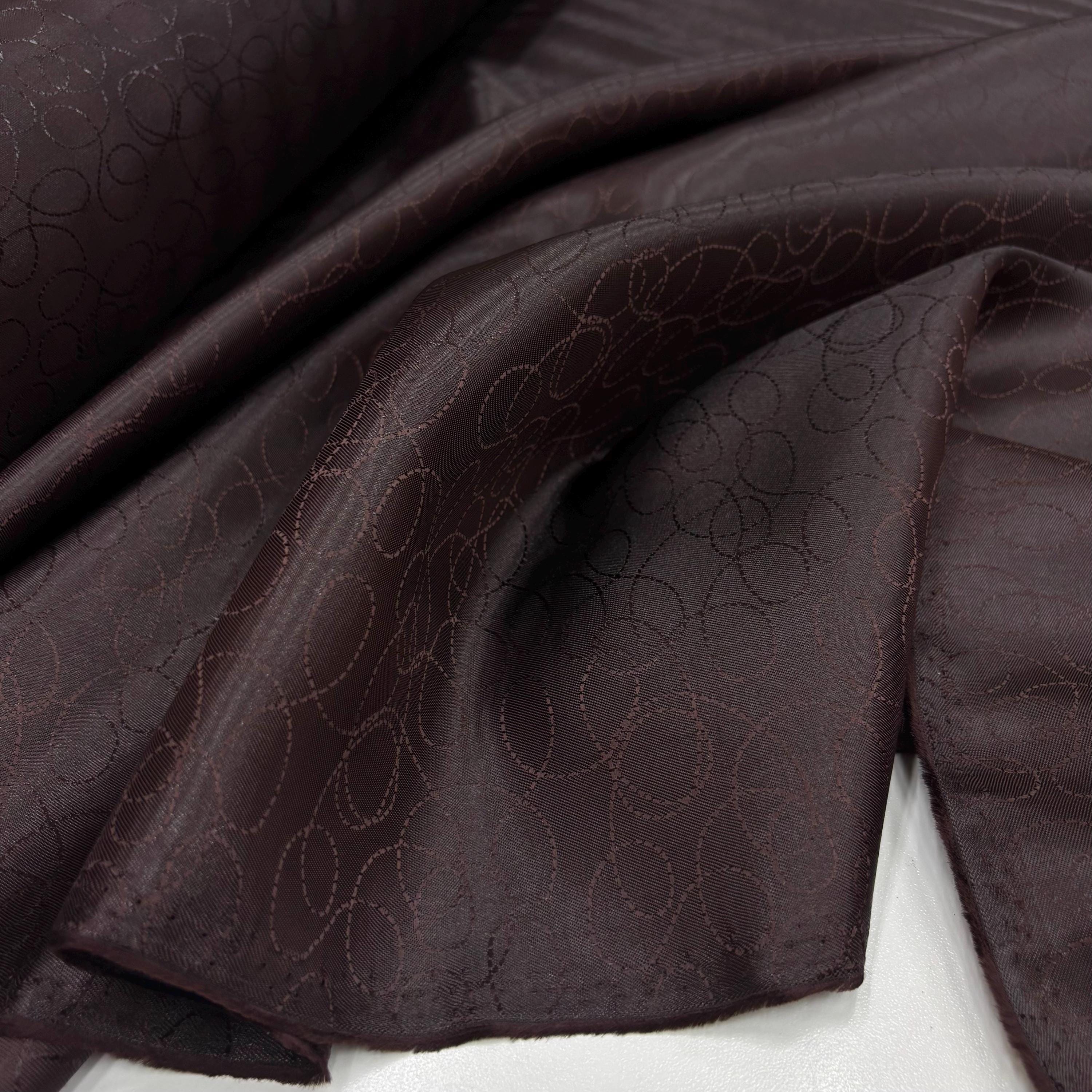Tessuto di rivestimento in seta di lusso Jacquard marrone, tessuto per pantaloni, giacche, (larghezza 150 cm/1,64 iarde/58 pollici)