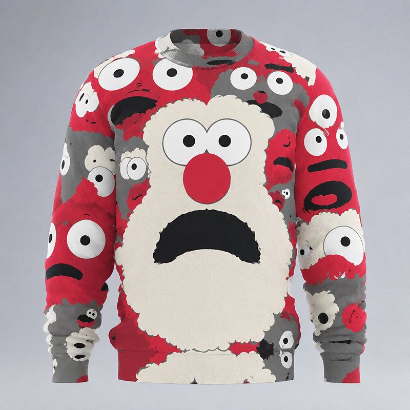 Ugly Christmas Sweater Men's Cartoon Pullover Sweater Jumper Knitwear Crewneck Casual Daily Vacation Knitting Keep Warm Long Sleeve Spring Fall Winter Blue Lake blue Red