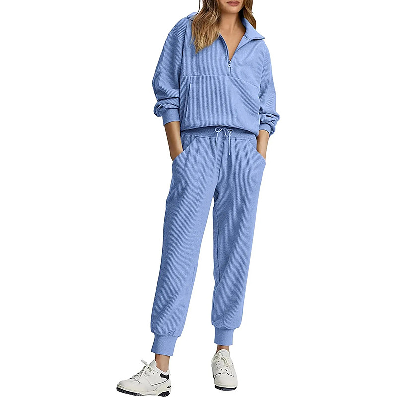 Women's Pullover Sweatsuit Sets 2 Piece Tracksuit Lounge Outfits with Pocket Solid Colored Clothing Suit Fall Black Pink Gym Running Fitness Breathable Long Sleeve Sport Activewear Micro-elastic