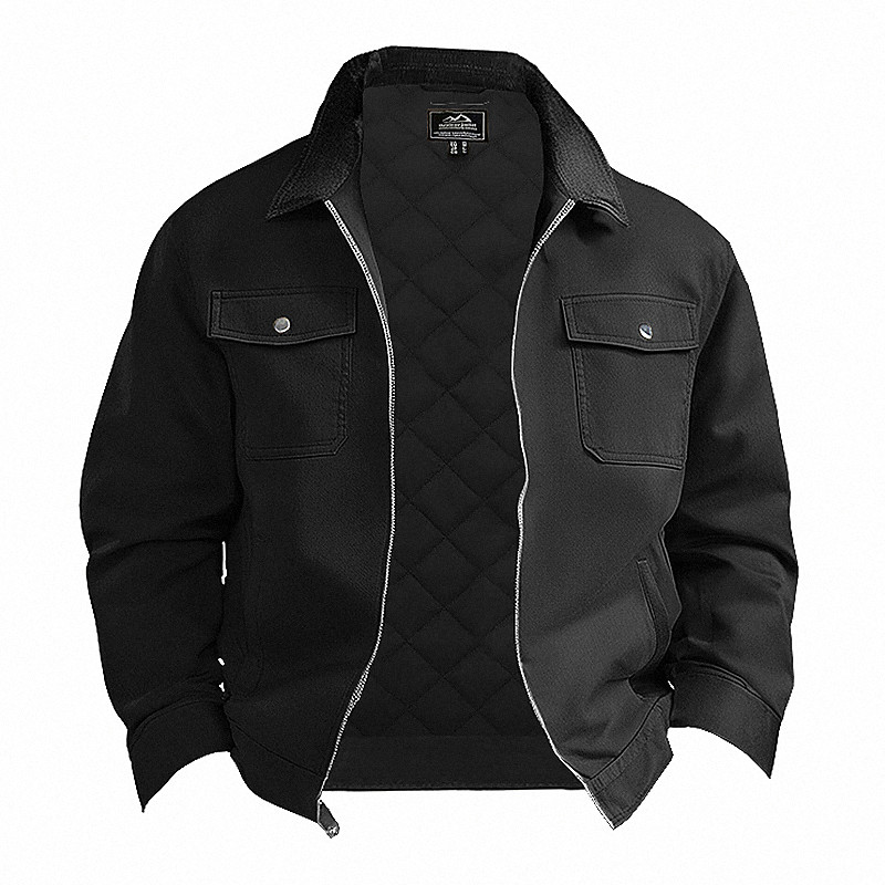 Men's Cargo Jacket Casual Jacket Parka Vacation Daily Warm Pocket Fall Winter Plain Fashion Classic Lapel Regular Black Navy Blue Brown Green Khaki Jacket