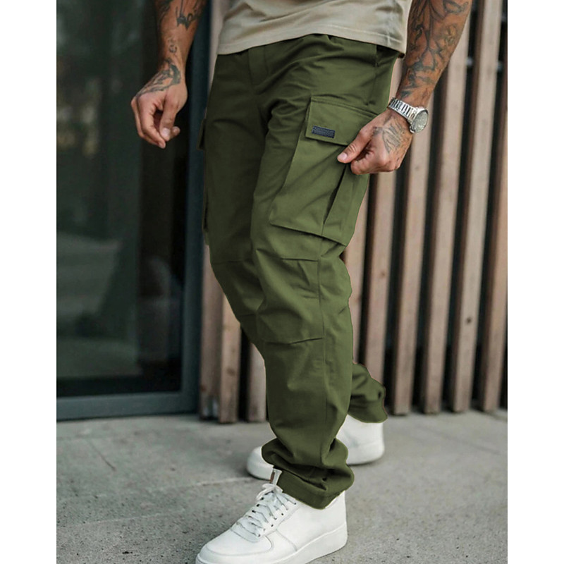 Men's Cargo Pants Trousers Multi Pocket Flap Pocket Plain Wearable Outdoor Daily Camping Hiking Fashion Classic Black Army Green