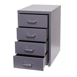 PROREGAL Rollcontainer Housten HxBxT 48x28x41cm 4 Schubladen Dunkelgrau Schubladenschrank Stahlschrank Büroschrank Image