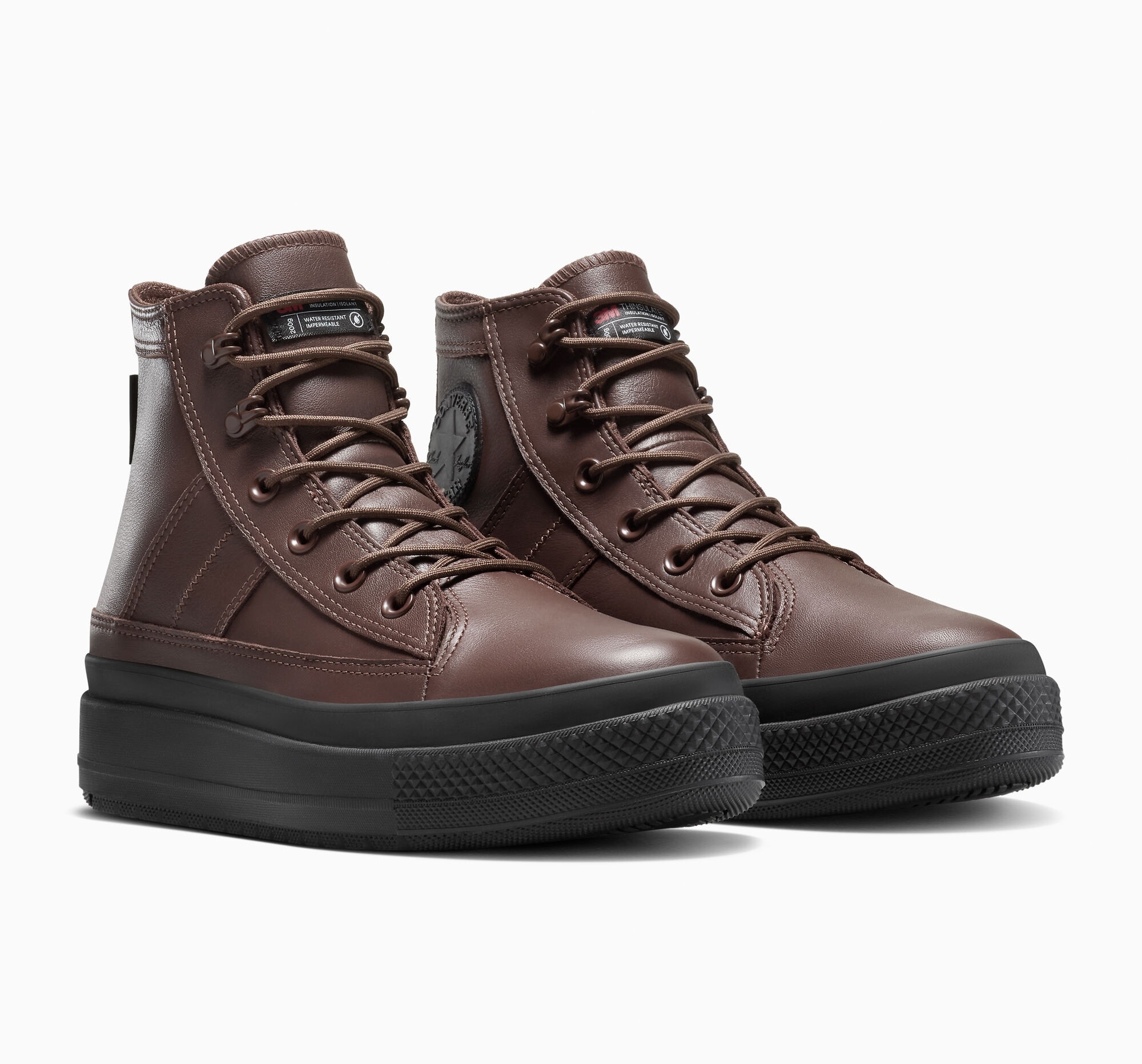 Sneakerboots CONVERSE "CHUCK TAYLOR ALL STAR EQUIP WP BOOT", Herren, Gr. 43, totally fudged, totally fudged, schwarz, Leder, Schuhe Sneakerboots, Winterschuhe, Schnürboots, Sneaker, wasserdicht, gefüttert