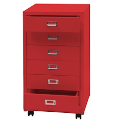 PROREGAL Rollcontainer HxBxT 75x40x41cm Metall 6 Schubladen Rot Schubladenschrank Stahlschrank Aktenschrank Image