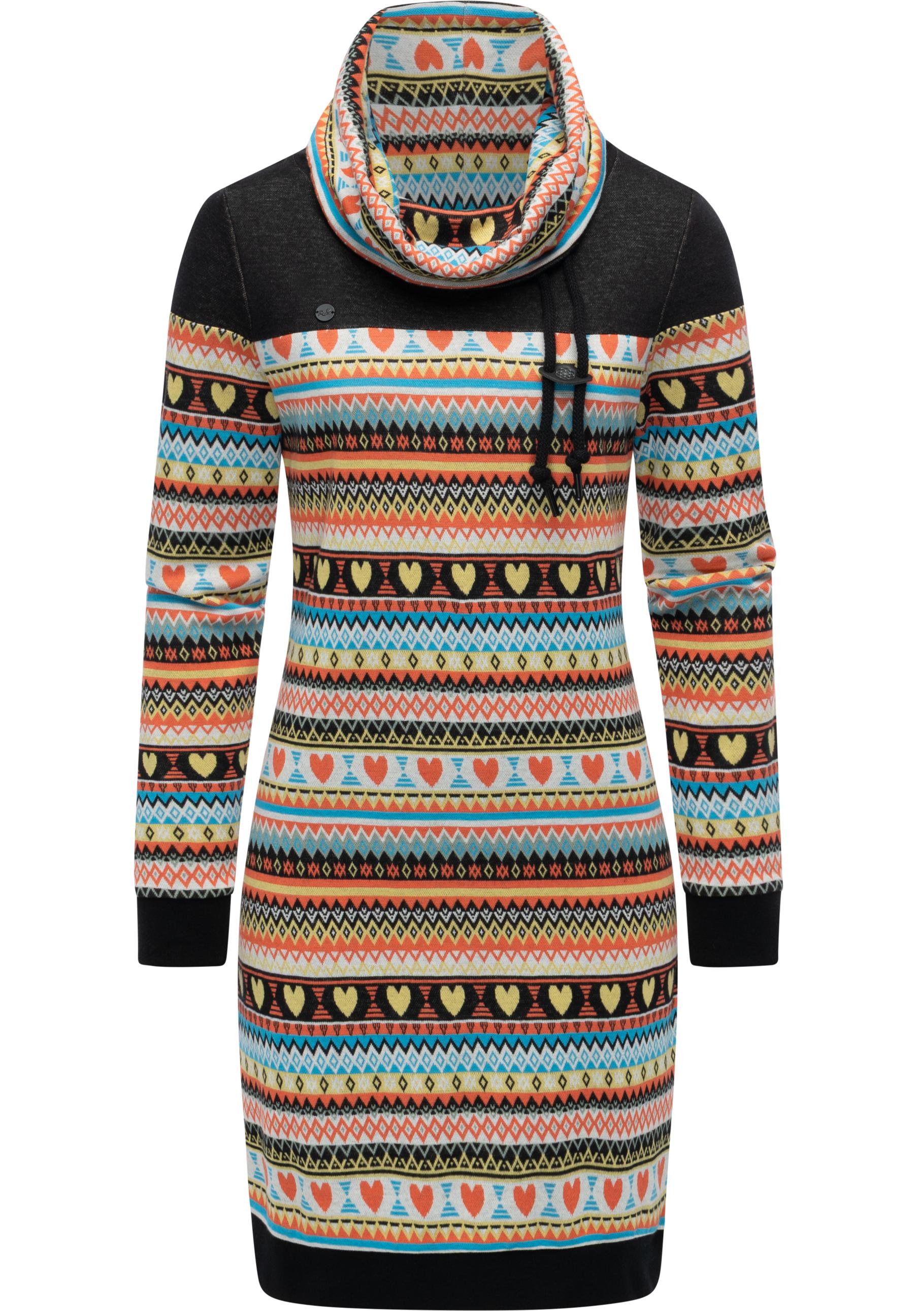 Sweatkleid RAGWEAR "Chlloe Jacquard YOUMODO", Damen, Gr. XXXL(46), Normalgrößen, bunt, Material: 70% Baumwolle, 30% Polyester, figurumspielend ca. Mitte Oberschenkel, hoch geschlossener Ausschnitt, Ärmel ohne Ärmelschlitz Bündchen, Kleider,... Image