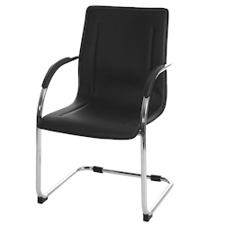 PROREGAL Konferenzstuhl Sammy HxBxT 93x56x56cm Sitzhöhe 47cm Besucherstuhl Freischwinger Schwarz Image