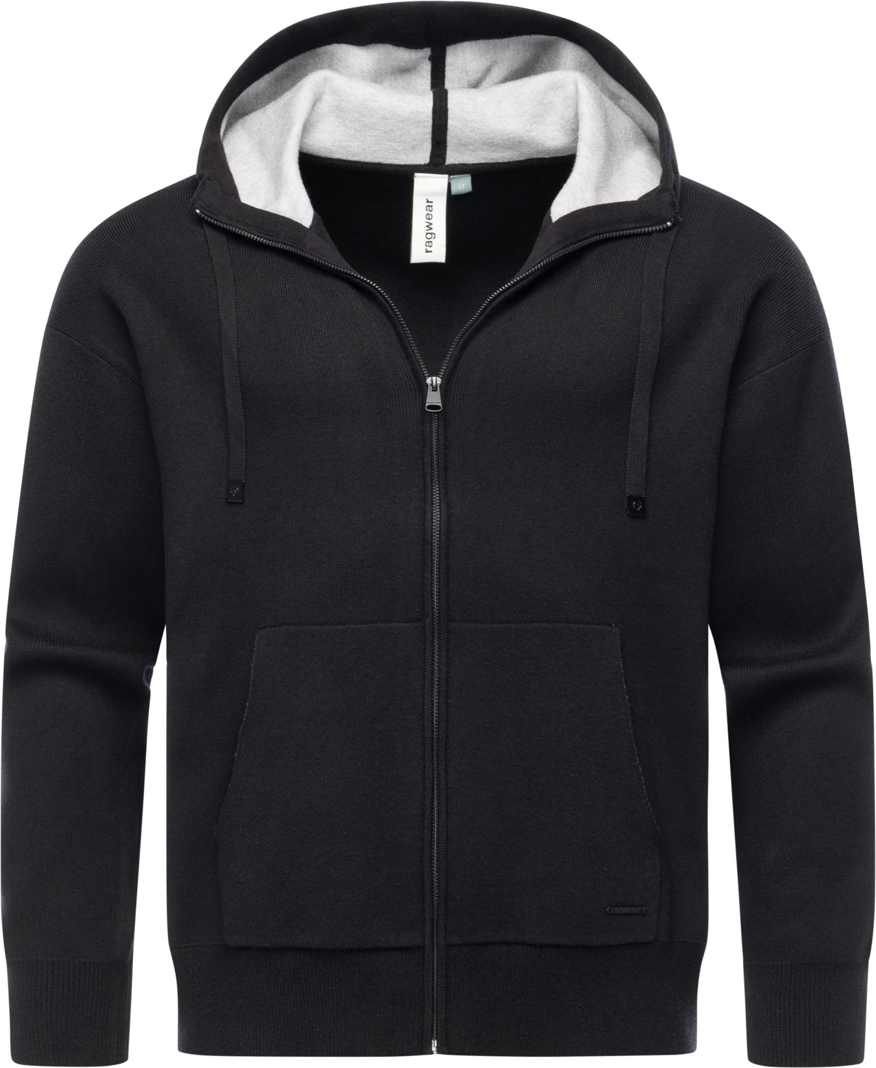 Kapuzensweatjacke RAGWEAR "Raggan Zip", Herren, Gr. XL (54), schwarz, Material: 50% Viskose, 28% Polyester, 22% Nylon, gerade hüftlang, hoch geschlossener Ausschnitt, eng Rippstrickbündchen, Sweatjacken, Zipper aus Rippstrick mit großer Kapuze Image