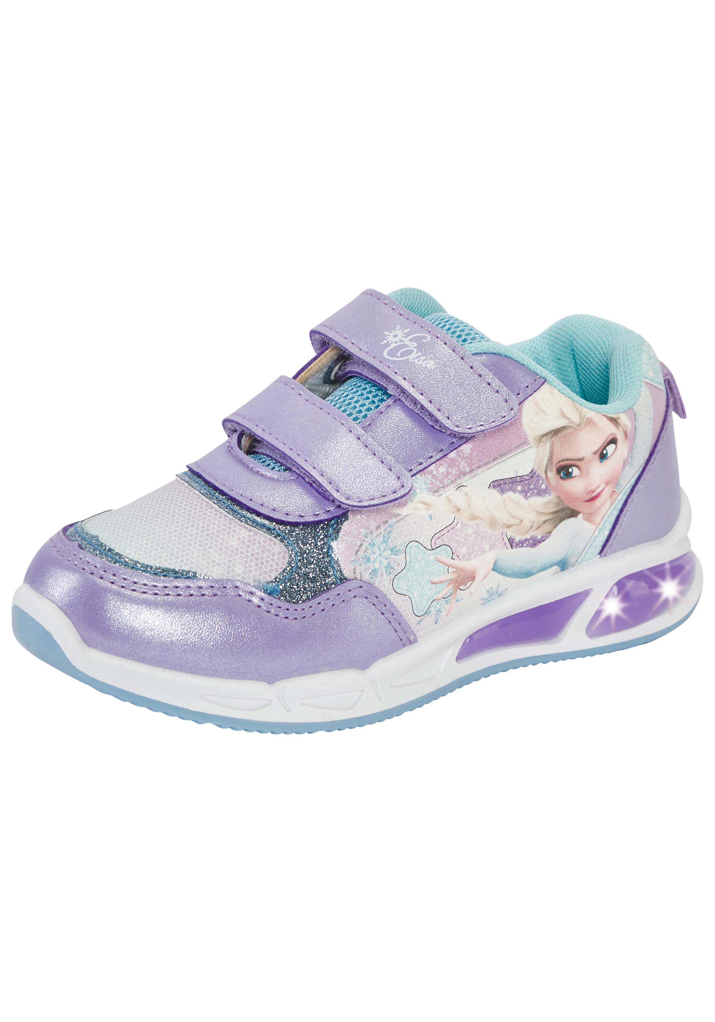 Sneaker DISNEY "FROZEN", Mädchen, Gr. 27, lila, Synthetik, Schuhe Sneaker, mit cooler Blinkfunktion
