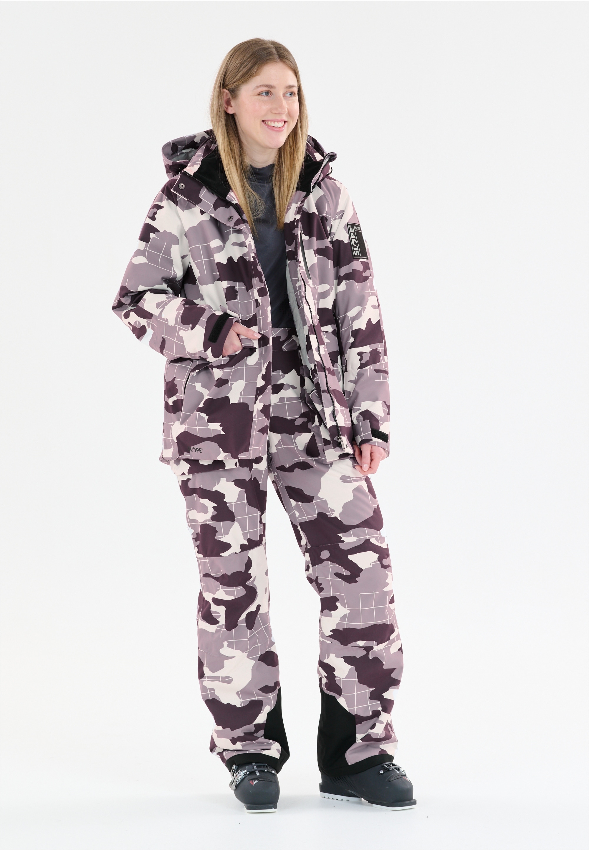 Skihose SLOPE "Killy", Damen, Gr. L, US-Größen, lila (purpurviolett), 100% Polyester, bedruckt, lang, Hosen, Mit All-Over-Print und Top Ausstattung Image
