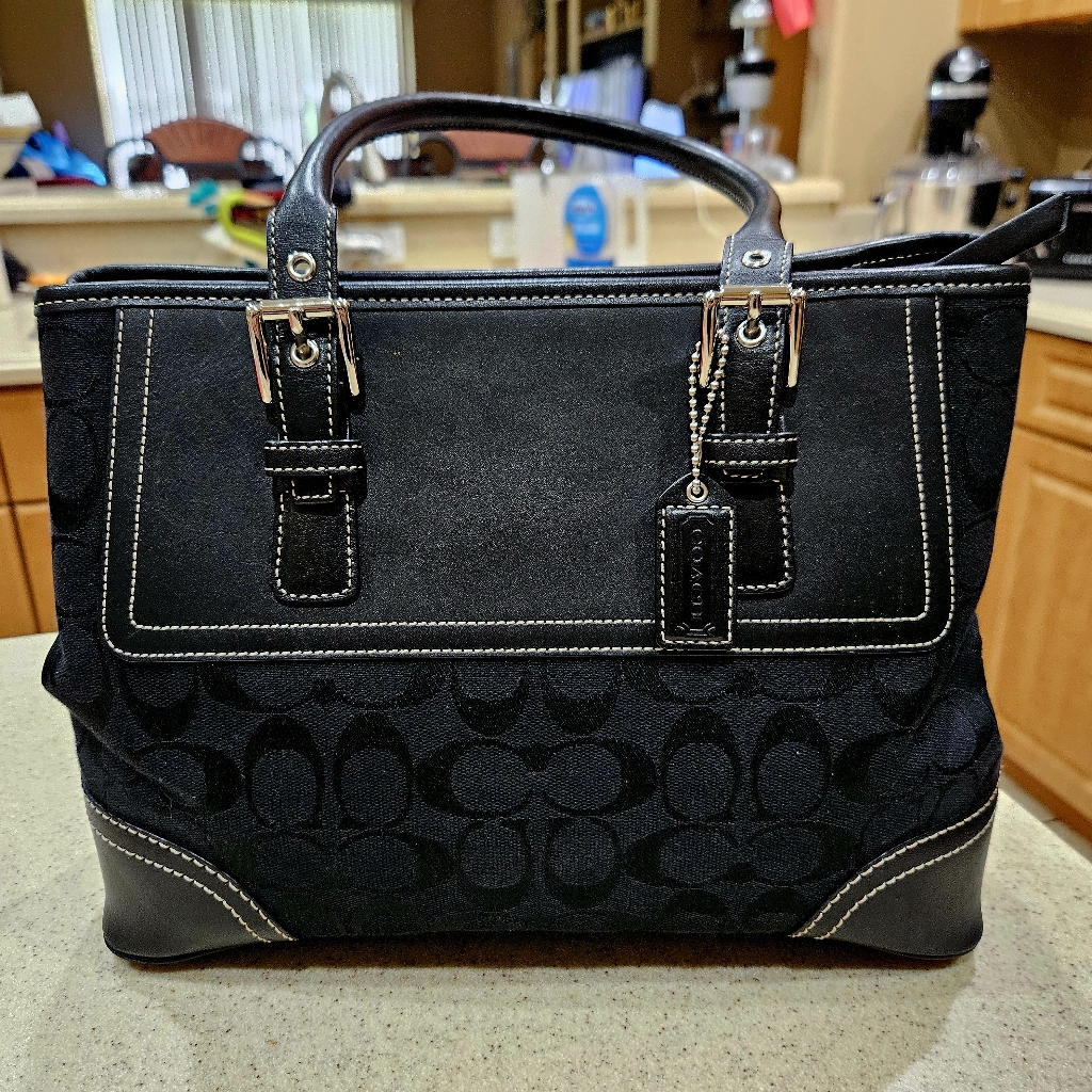 Coach Bags | Coach Handbag, Coach Black Signature Handbag, Coach | Color: Black | Size: 13"