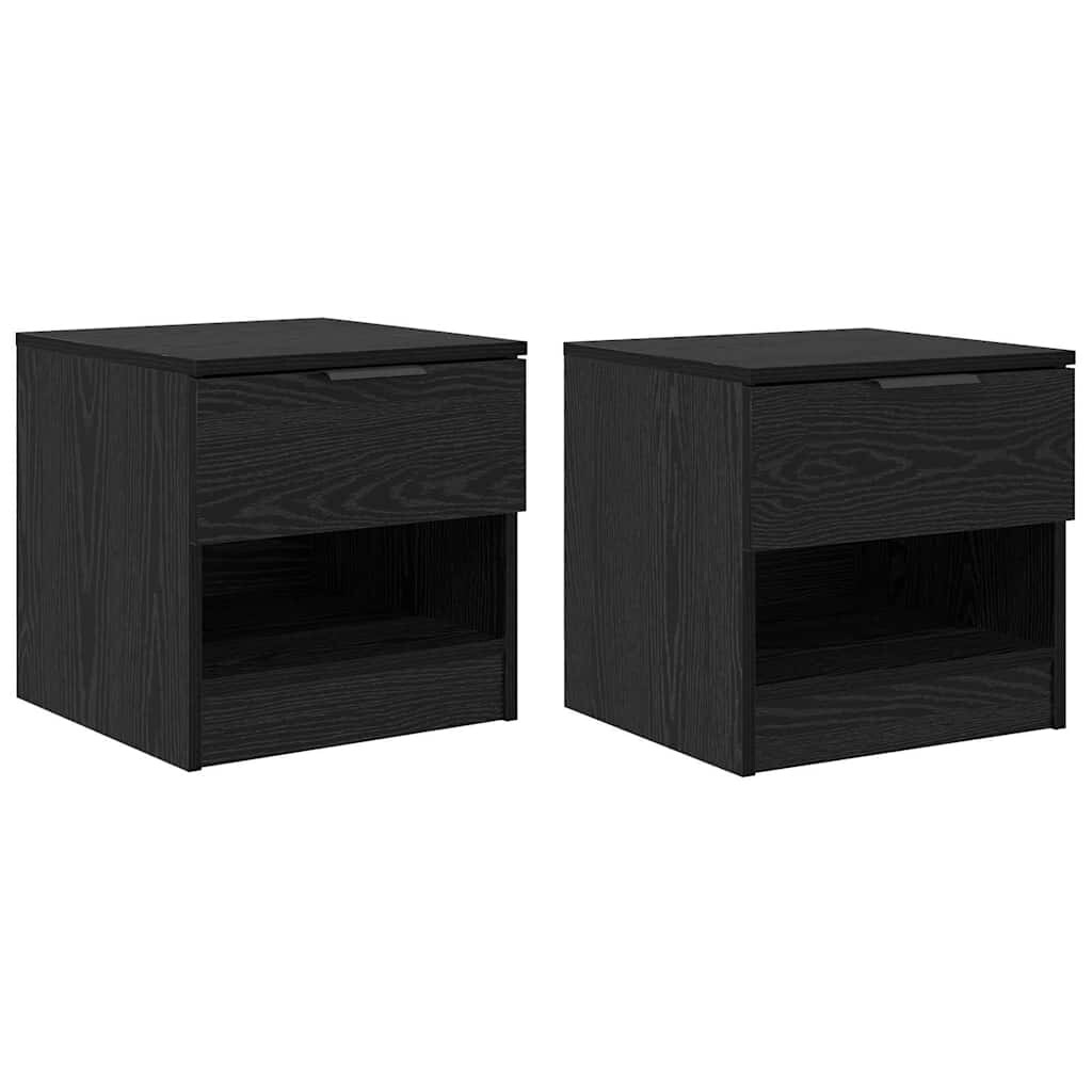 vidaXL Bettschrank 2 Stk. Schwarz Eichen-Optik 40 x 39 x 40 cm Image