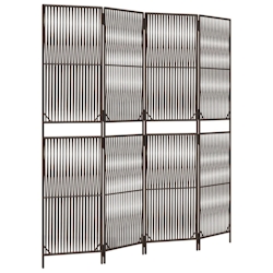 vidaXL Paravent 4-tlg. Braun Poly Rattan Image